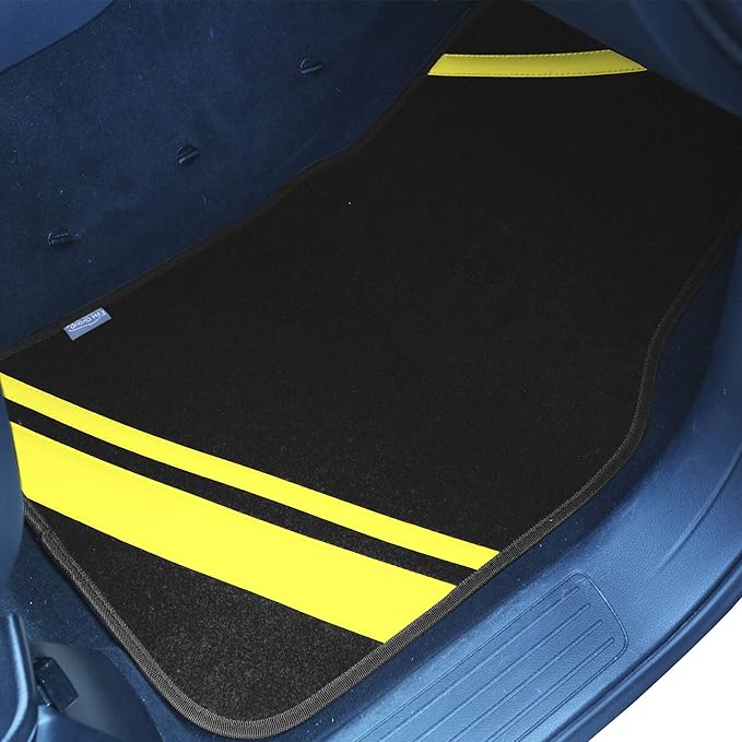 FH Group Car Floor Mats - Carpet Floor Mats for Cars, Universal Fit Automotive Floor Mats, All Purpose Car Floor Mats, Carpet Protector Mat for Most Sedan, SUV, Truck Floor Mats Yellow