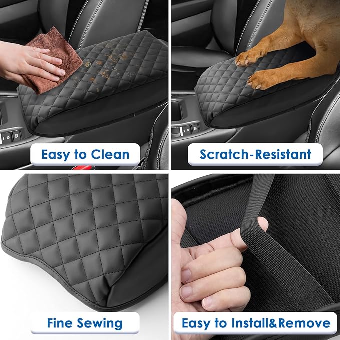 2023 2024 2025 2026 Accord Hybrid Center Console Cover for Honda Accord Hybrid (Sport,EX-L,Sport-L,Touring) /Accord (LX,SE,EX), Cushion Leather Armrest Cover 2025 Accord Accessories (Padded)