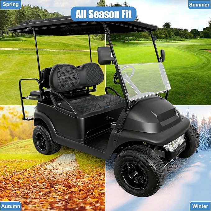 MOSNAI Club Car Precedent Seat Covers, Golf Cart Seat Covers for Club Car Precedent OEM Ordinary Seat, Front Seat Cover with Concave and Convex Design, Thick Vinyl Leather Comfortable/Easy to Clean