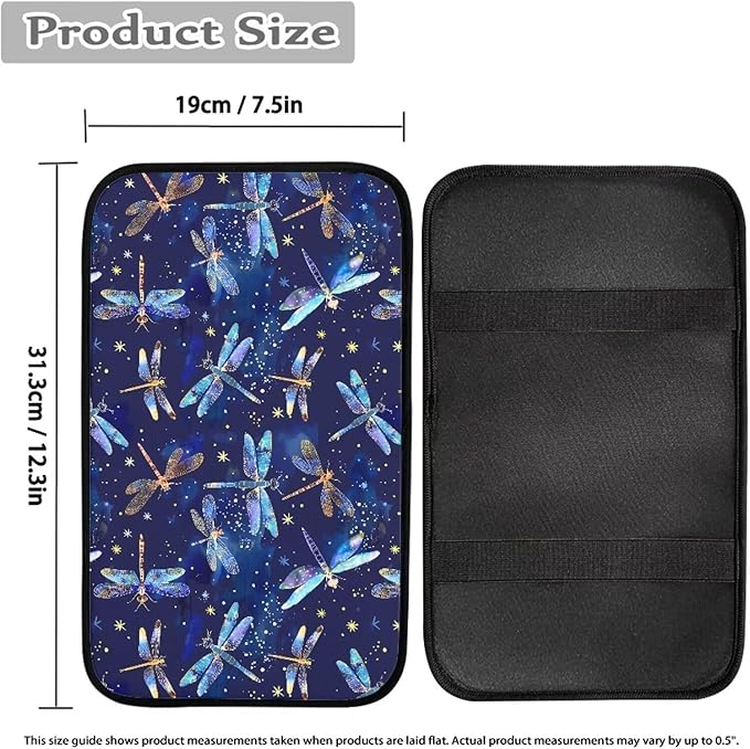 Dragonfly Universal Center Console Armrest Soft Pad Protector Cover Non Slip Fits for Most Vehicle,SUV,Truck Car Decoration