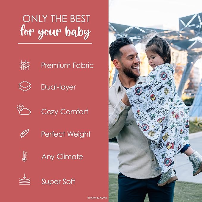 Milk Snob Marvel Infant Boy/Girl Swaddle Blanket, Soft Receiving, Security and Play, Toddler Infant Newborn Bedding, Baby Shower, Baby Registry Gift (Mighty Heroes) 34 * 34 inches