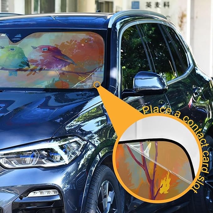 xigua Three Birds Car Windshield Sunshade Foldable Front Window Sun Visor Protector for Car,SUV,Truck - Keep Vehicle Cool,55 x 27.6 Inch