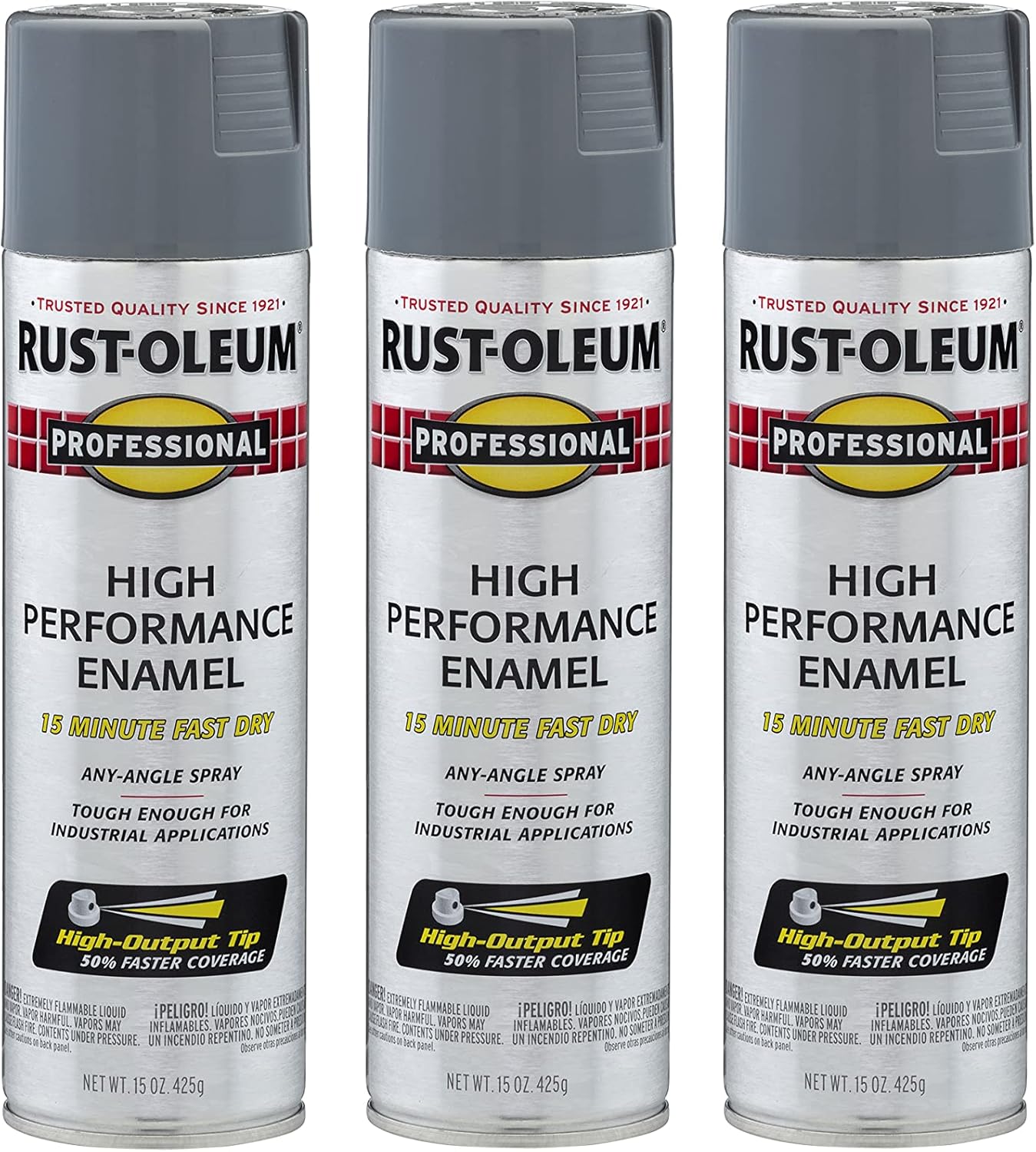 Rust-Oleum 7587838-3PK Professional High Performance Enamel Spray Paint, 15 Oz, Gloss Dark Machine Gray, 3 Pack