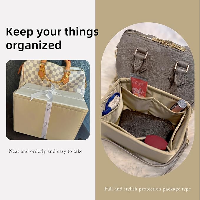 DGAZ Silk Purse Organizer Insert Fits LV Speedy 16/20/25/30/35/40/45 bags，Silky Smooth Bag Organizer，Luxury Handbag & Tote Shaper(S2 trench,SP30)