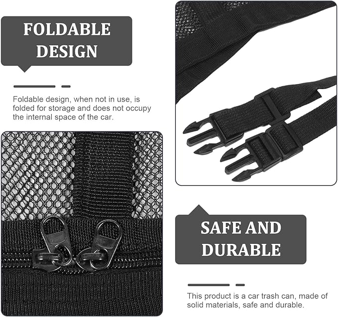 UPKOCH Car Roof Storage Bag with Double Zipper, 70x50cm Black Strap Car Ceiling Net Organizer Pouch for SUV and Truck Cargo, Sturdy Interior Auto Storage Solution for Travel and Camping