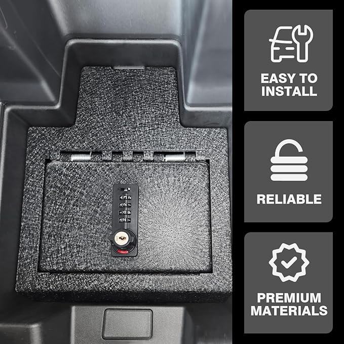 BestEvMod Center Console Safe Vault LockBox Compatible with Chevy Silverado EV/GMC Sierra EV 2026 2025 2024 Pickup Gun Safe Vault Console Storage Interior Organizer Security Anti-Theft (Not Fit ICE)
