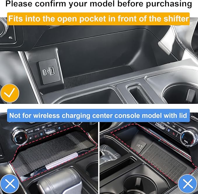 PIMCAR Center Console Cover for 2021-2026 Ford F150 &2022-2025 F150 Lightning XLT Pro Hidden Panel Secret Pocket Lid with USB Hole Interior Accessories (Fits into The Open Pocket in Front of Shifter)