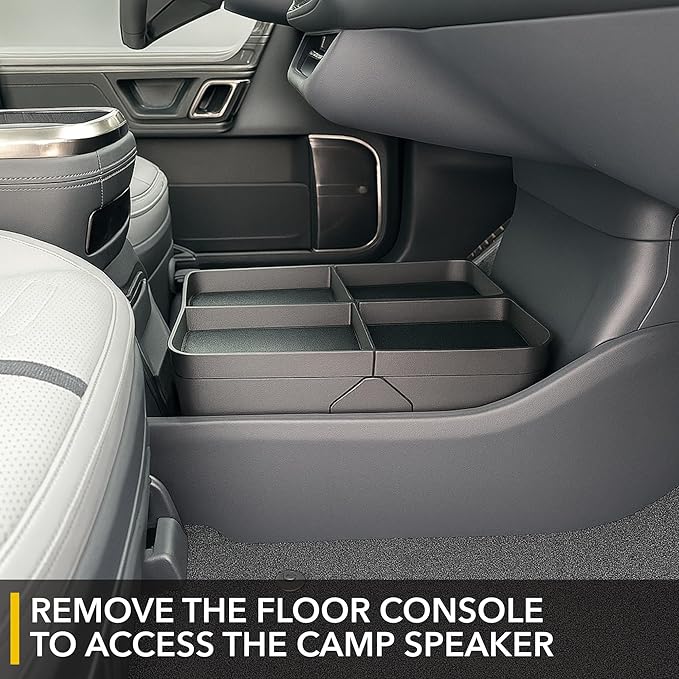 TWRAPS Floor Console Organizer for Rivian R1S & R1T 2021-2026, Lower Center Console Storage Tray Box Caddy with Premium Leather Liner Inserts, R1 Interior Accessory for Rivian