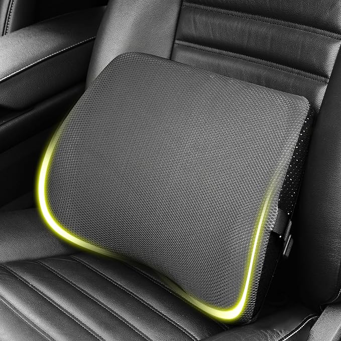 Lumbar Support Pillow for Car, Lower Back Support for Driving Seat Memory Foam Lumbar Pillow for Office Chair - Back Pain Relief for Car Seat, Wheelchair (Dark Gray)