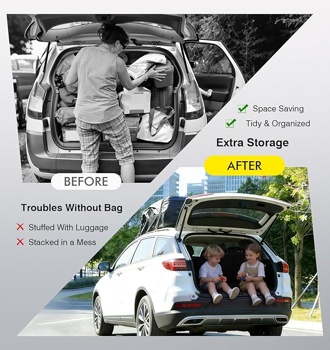 Cyfie Car Rooftop Cargo Carrier Bag, 15 Cubic Feet Waterproof Heavy Duty 420D Oxford Cloth Car Roof Luggage Cargo Storage Bag for All Vehicles with/Without Rack (Black and Blue)