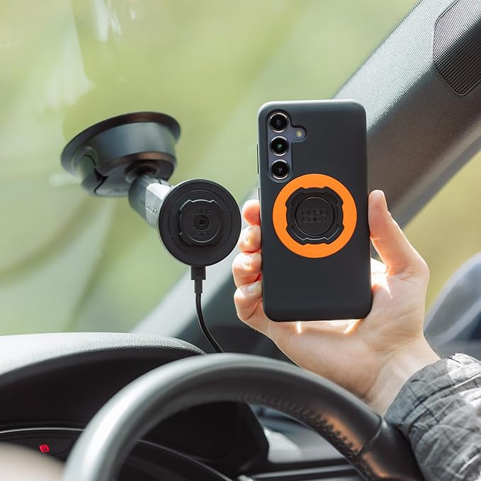 Quad Lock Heavy Duty Suction Car Phone Mount with MAG Phone Case and MAG Wireless Charging Head for iPhone 12 Pro Max