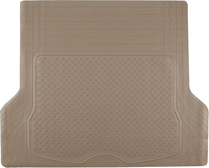 TLH Premium Trimmable Beige Cargo Mat Car Trunk Liner Universal Fit Set w/Beige Dash Pad, Trimmable Automotive Floor Mats, Climaproof™ Floor Mats for Most Sedan, Cars, SUV, Truck Floor Mats.