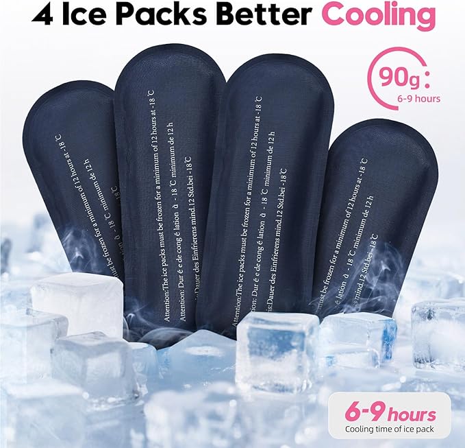 ALLCAMP Insulin Cooler Travel Case Diabetic Medication Cooler with 4 Ice Pack - Medical Cooler Bag Portable and Reusable(Pink)