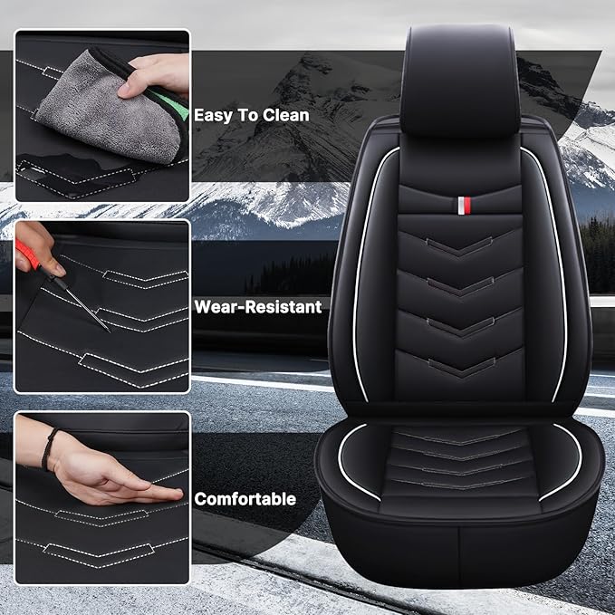 Car Seat Cover 8 Seats for Hyundai Palisade 2020-2025, Durable Wear Resistant Waterproof Sport Seat Cover, Breathable No Odor Premium Leather Vehicle Seat Covers.(Standard,Black White)
