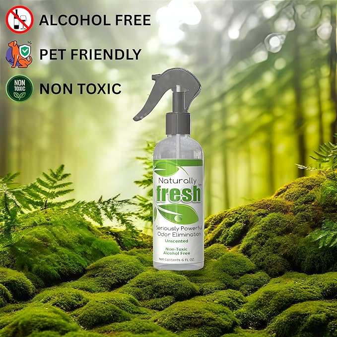Unscented Non-Toxic Alcohol-Free Car Air Freshener Spray - Odor Eliminator and Fragrance-Free Car Spray Freshener, Remove Smoking Odor, 6 oz Freshener Spray by Fresh Naturally