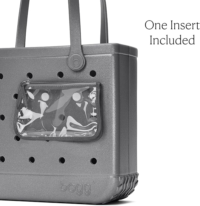 BOGG BAG Medium Tote – 15” x 12.5” x 5” – Durable, Washable, Tip-proof – Beach, Pool, Boat, Work, Sports (Silver Shimmer)