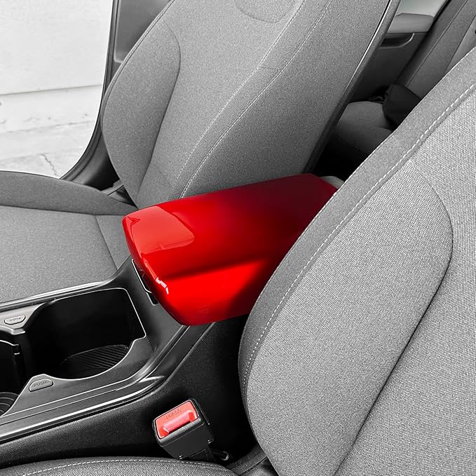 ABS Car Central Console Armrest Cover Armrest Cushion Cover Center Console Box Pad Compatible with Kia K4 2025-2026 Accessories (Glossy Red Style)