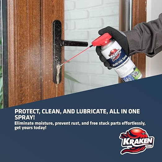 Kraken Bond Multi Use Spray (2 x11 oz.) - Corrosion Inhibitor, High-Performance Penetrating Oil Lubricant for Home & Automotive, Perfect for Garage Doors, 360° Easy to Use & No Residue | 2 Pack