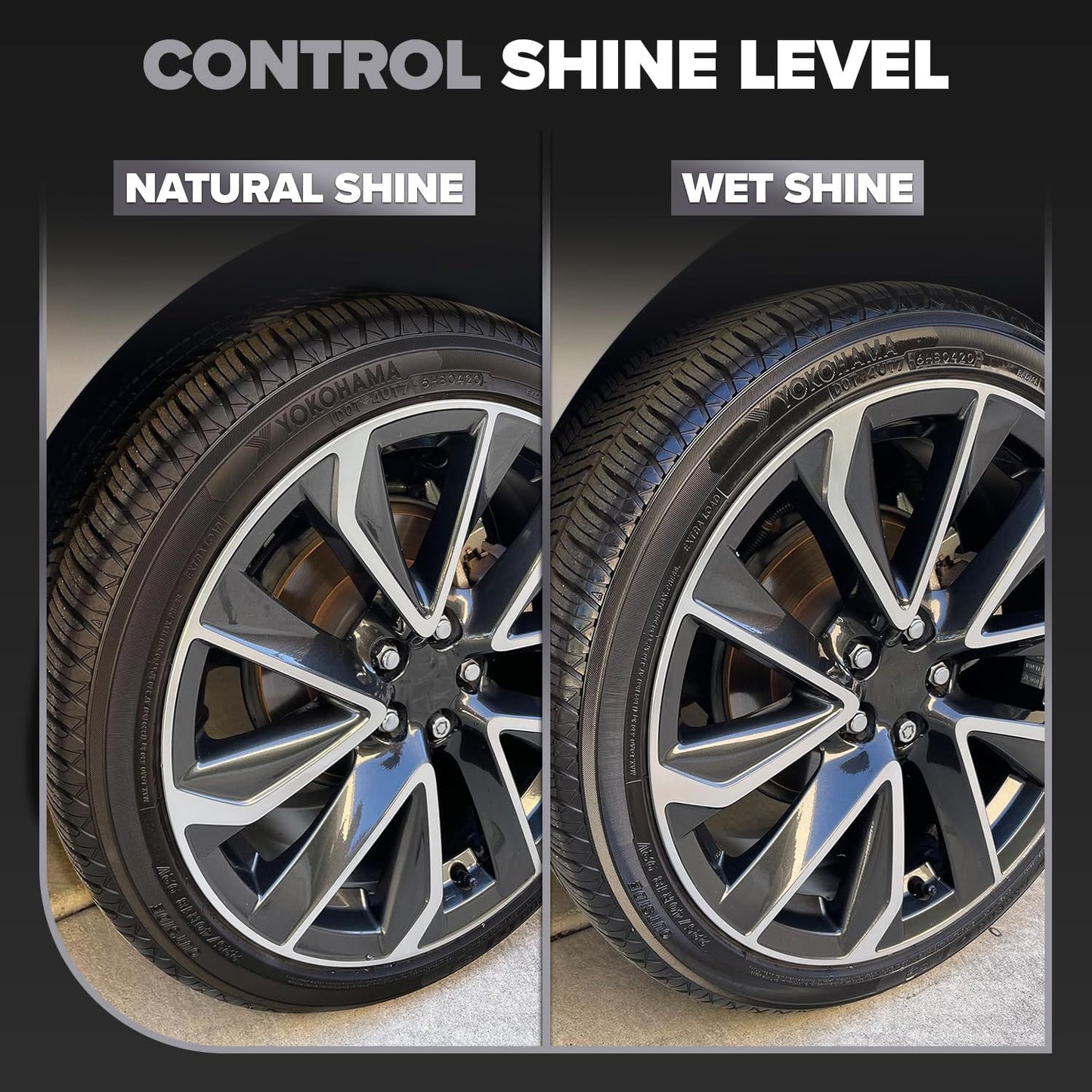 Carfidant Tire Shine Spray - Black Satin Finish - Premium Car Tire Dressing - Long Lasting - No Sling No Grease Formula with UV Protection - 18 fl. Oz with Applicator Pad