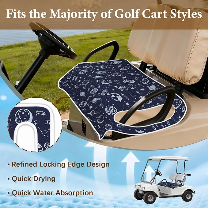 Blue Golf Cart Seat Covers, Golf Cart Seat Towel Blanket Club Car for Golf Lover, Golf Cart Accessories, Keep Seat Comfortable and Cool for 2-Seat Golfs Carts, Gifts for Christmas Thanksgiving