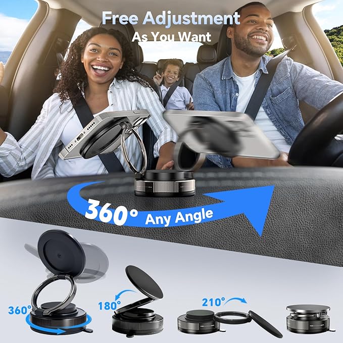 Magnetic Phone Holder for MagSafe, 360° Adjustable Car Phone Mount with 96+LBS Strongest Suction & 2800gf Strongest Magnetic for Dashboard/Gym/Mirror, Compatible with iPhone & Android