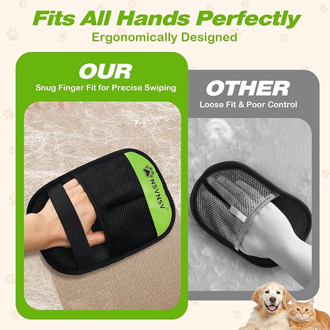 1 Pcs Pet Hair Removal Gloves, Reusable Electrostatic Pet Cat Dog Hair Remover Grooming Gloves Brush Tool, Ease of Removal, Easy to use, Suitable for Removing Hair From Different Surfaces, Green
