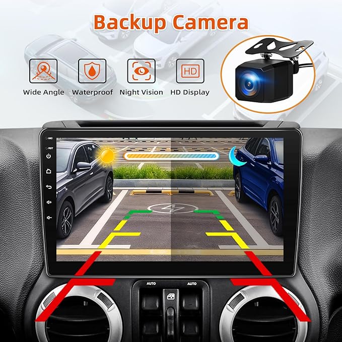 Car Radio Stereo for Jeep Wrangler JK 2007-2018,2+64G Android 13 Touch Screen Radio with Wireless CarPlay Android Auto Bluetooth GPS Navigation Backup Camera