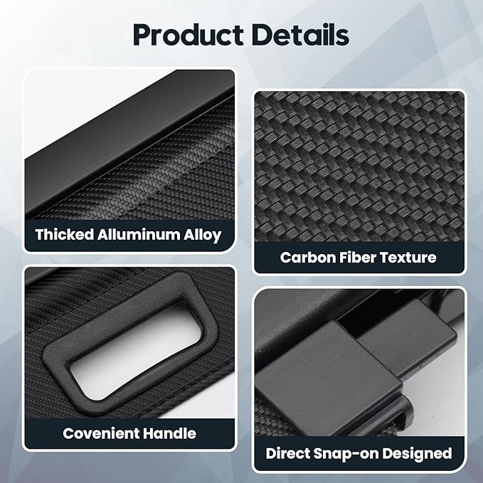 Powerty Cargo Cover for 2026 Hyundai Ioniq 9 Accessories, Carbon Fiber Trunk Cover Retractable Trunk Shielding Shade Cargo Luggage Cover Black