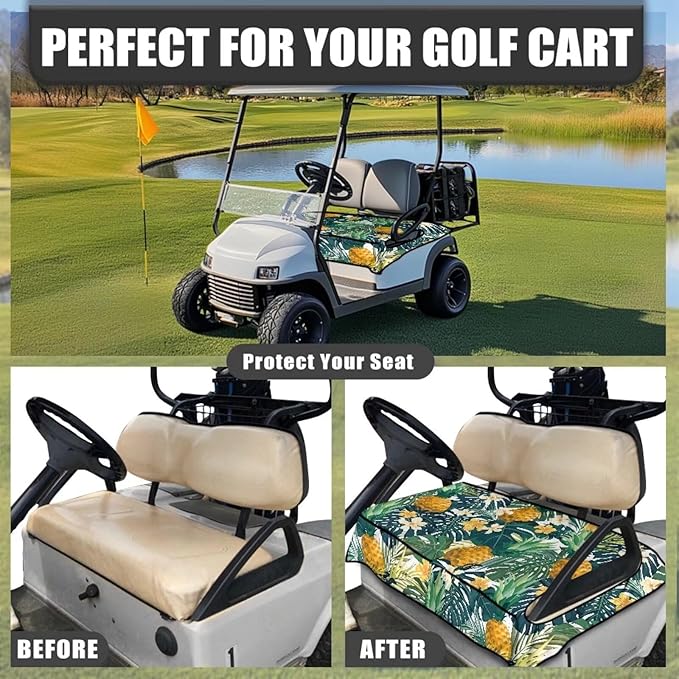 Biyejit Golf Cart Seat Covers with 4 Pockets Golf Cart Seat Towel Blanket Fits 2-Seat Golf Carts, Golf Cart Accessories