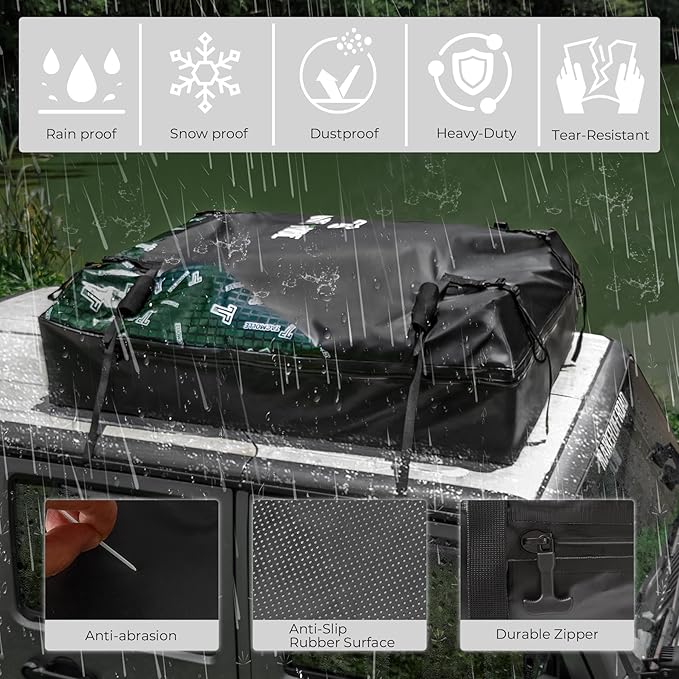 Soft Shell Car Rooftop Cargo Carrier 21 Cubic Feet Waterproof Car Roof Top Bag Roof Rack Luggage Cargo Storage for Universal Vehicles with/Without Rack Include Tie-Down Straps