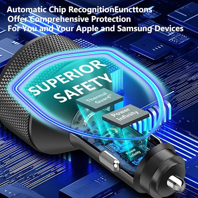 USB C Car Charger, KYOHAYA 120W 6-Port USB-C & USB-A Power Cigarette Lighter Fast Charging Adapter PD/QC Type C Car Charger for iPhone 17 Pro 17 Pro Max 16 Pro 15 14 13 12 11/Galaxy S26 S25/Pixel/iPad