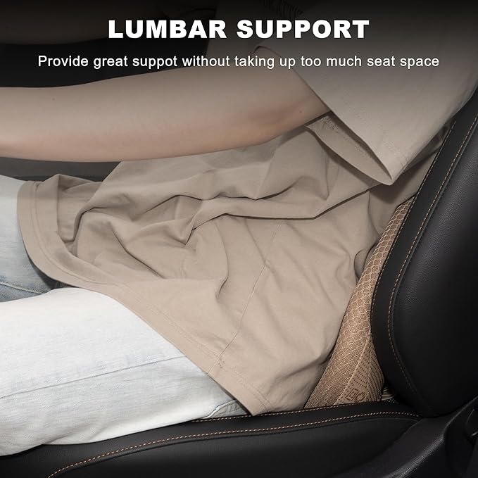 Car Seat Cushion - Memory Foam Car Seat Pad - Sciatica & Lower Back Pain Relief - Car Seat Cushions for Driving - Road Trip Essentials for Drivers(Beige)