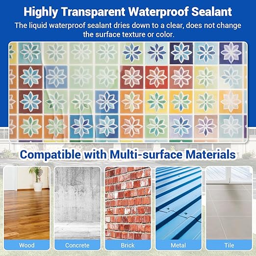 Transparent Waterproof Coating Sealant 280 Oz (8 KG), Invisible Waterproof Anti Leakage Agent, Liquid Water Proof Sealant Clear Indoor and Outdoor Sealing Wood,Gutter,Metal,Roof Repair,Skylight