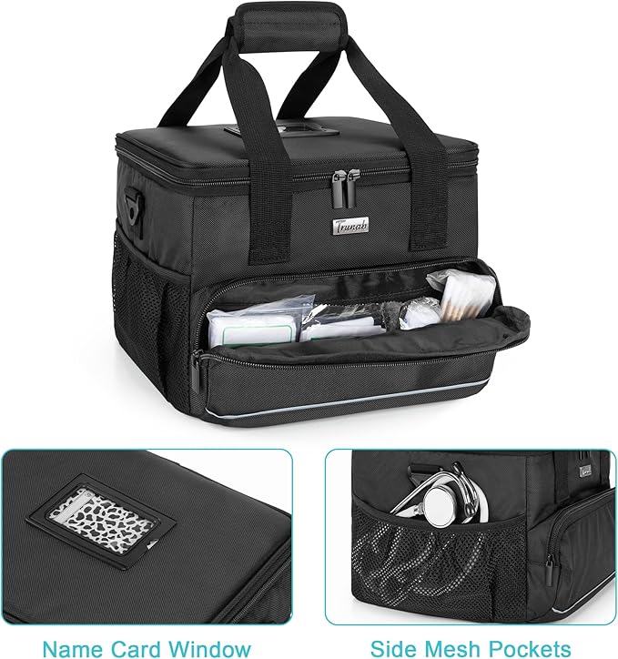 Trunab Insulated Medical Bag with Adjustable Dividers, Medicine Supplies Water-Resistant Bag for Home, Travel, Camping, Empty Bag - Patented Design,Black