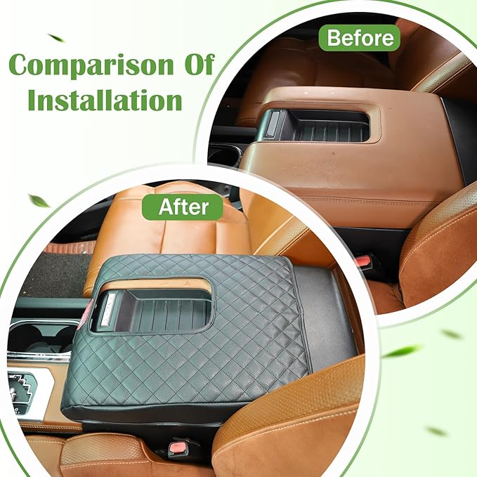 LLKUANG Car Center Console Armrest Cover Pad Fit for Toyota Tundra 2007-2021 Waterproof Leather Seat Armrest Box Cushion Pad Protector (Black + American Flag)