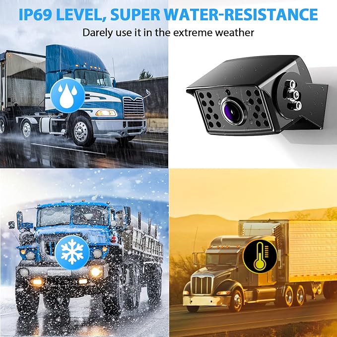eRapta HD 1080p Backup Camera System Kit,10-inch Reversing Monitor with Quad Split Recording IP69 Waterproof, Rear View Side View Cameras, Backup Camera for RV Truck/Trailer/Tractor/Box/Camper AYX104