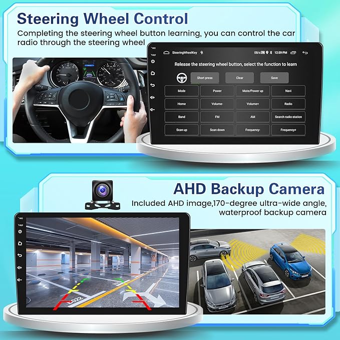 2+64GB Android Car Stereo for Hyundai Sonata 2004-2008 Wireless Carplay Android Auto, 9 Inch Touchscreen Car Radio GPS Navi WiFi Bluetooth Backup Camera FM RDS Radio EQ SWC