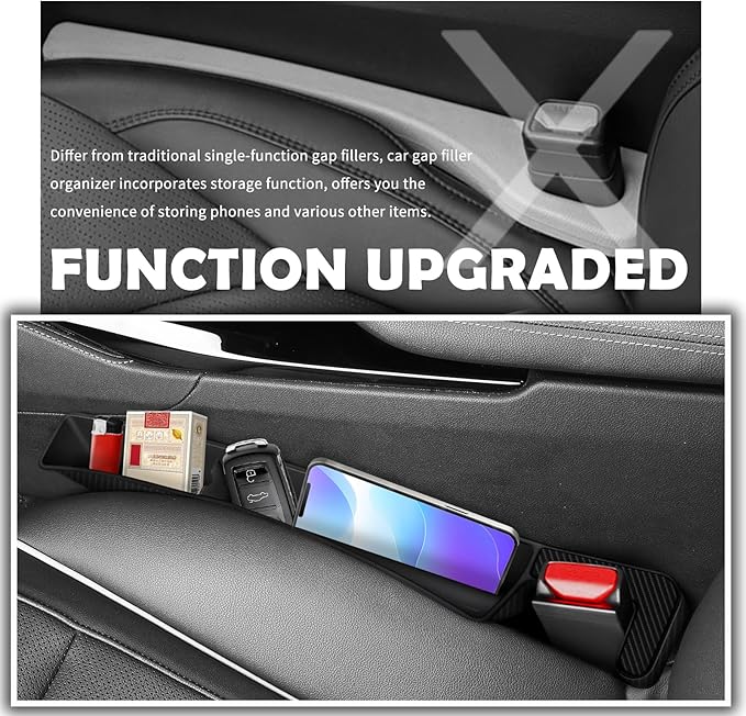 2PCS Car Seat Gap Filler Organizer Box,Dual Zone Center Console Organizer for Storing Phones,Keys,Cards,Multi-Purpose Car Console Organizer for Adding Car Seat Organizer