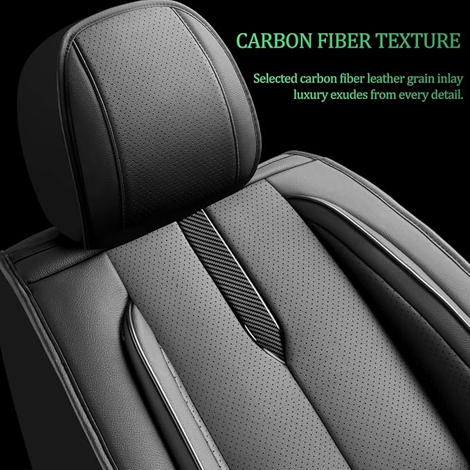 Fit Forester Car Seat Covers for Subaru Forester 2007-2024 2025 2026 -Upgraded Premium Waterproof & Breathable Leather, Airbag Compatible, All-Weather Seat Cushion Protector,2 Front/Black