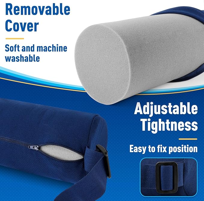 Seat Cushion, Lumbar Roll Support Pillow for Office Chair, Car, Gaming Chair, Memory Foam Back Cushion with Washable Cover for Relieving Back Pain & Improving Posture,Blue
