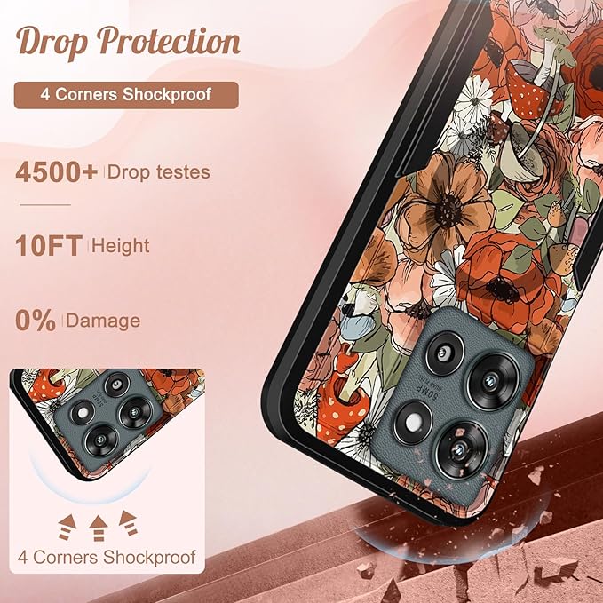 for Moto G 2026/2025 Case Women - Compatible with MagSafe Cute Girls Magnetic Protective Phone Cover Girly Mushroom Flower Heavy Duty Shockproof Design for Motorola Moto G 5G 2025 Cases