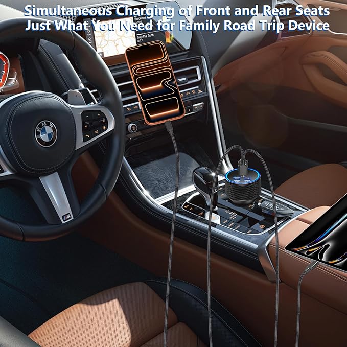 USB C Car Charger, KYOHAYA 120W 6-Port USB-C & USB-A Power Cigarette Lighter Fast Charging Adapter PD/QC Type C Car Charger for iPhone 17 Pro 17 Pro Max 16 Pro 15 14 13 12 11/Galaxy S26 S25/Pixel/iPad