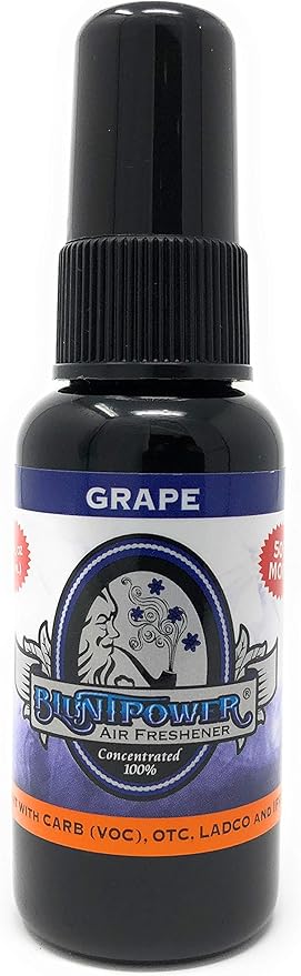 BluntPower (Grape, 1 Pack) Concentrated Air Freshener for Room and Car Spray - Oil-Based Diffuser Spray Bottle - Long-Lasting Bathroom Spray, Car Freshener, & Odor Eliminator Spray