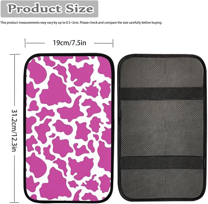 Dreaweet Car Armrest Cover Purple Cow Print Car Accessories for Women Cute Armrest Cover for Car Center Console Universal Fit Most Car Truck SUV Sedan