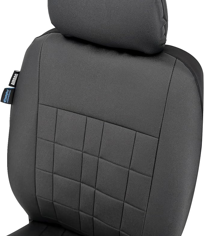 Champlus Car Seat Covers, Premium Leather Ultra Comfort and Thick 2 Front Seat Covers, Universal Fit Automotive Sedan Cars, SUVs, Trucks, Mini Vans, Airbag Compatible, Easy to Install