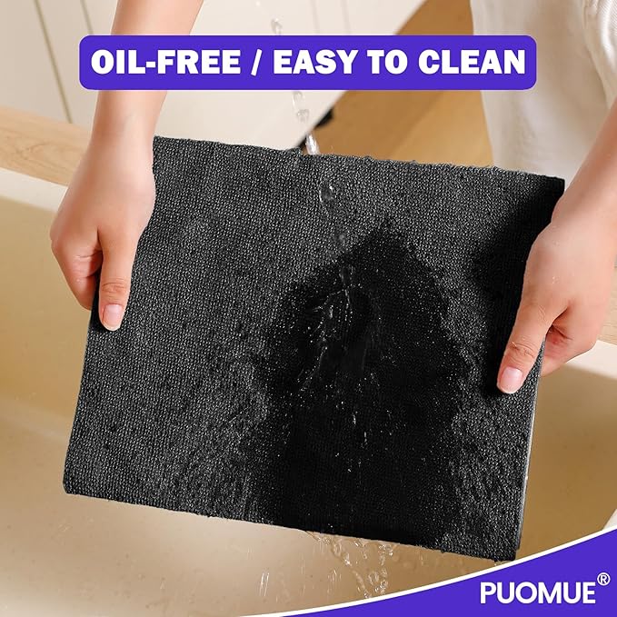 Puomue 55 Pack Microfiber Cleaning Cloth Roll, Tear Away Reusable Towels, 11" X 9", Ultra Absorbent & Lint Free Microfiber Cloth for Cleaning Cars, Kitchen, Window, Home and Shop, Black