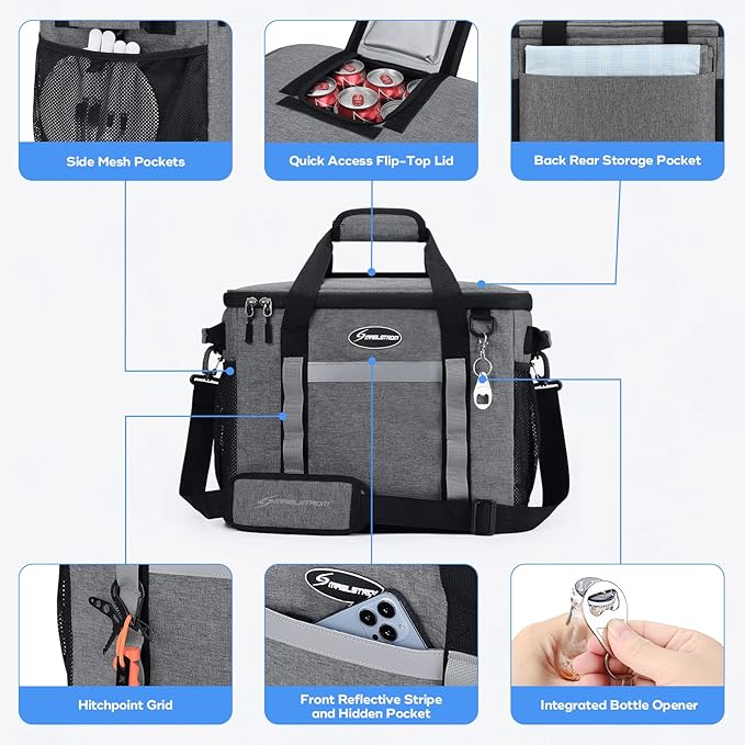 Maelstrom Collapsible Soft Cooler Bag,35/55/75 Cans Beach Cooler with Flip Top Lid, Ice Chest, Leakproof & Portable for Beach, Camping, Road Trips & Grocery Shopping