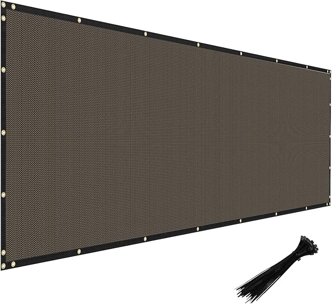 Windscreen4less Privacy Fence Screen Heavy Duty Windscreen Fencing Mesh Fabric Shade Net Cover with Brass Grommtes for Outdoor Wall Garden Yard Pool Deck, 8'x24' Brown