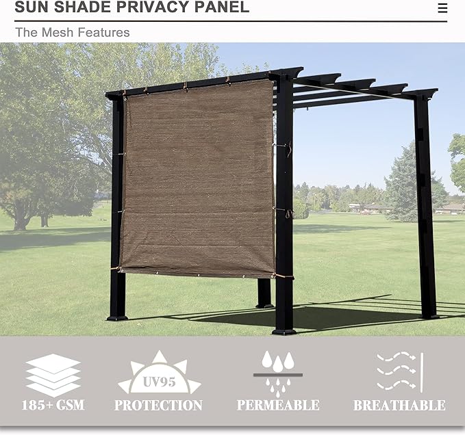 Alion Home Sun Shade Privacy Panel with Grommets and Hems on 4 Sides for Patio, Awning, Window, Pergola or Gazebo - Mocha Brown (8' x 16')