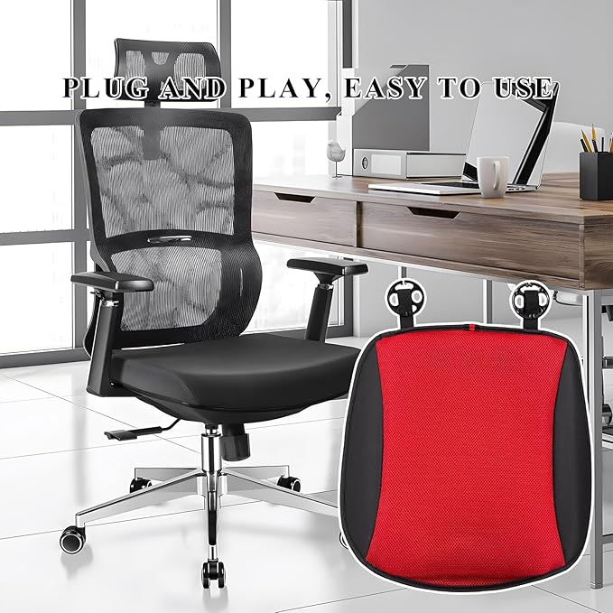 Cooling Car Seat Cushion, Ventilated Cool Bottom Seat Cover with USB Interface, 3-Speed Adjustable Comfy Cooling Pad for Auto Front Seats Home Office Chairs, Car Accessories (Red)